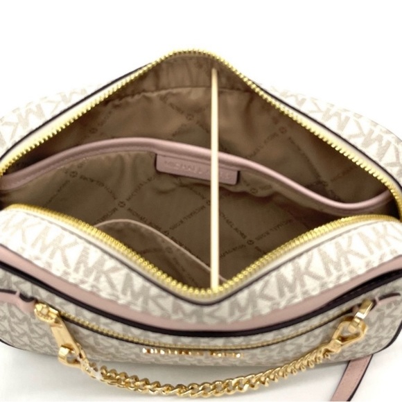 Michael Kors EW Zip Chain Xbody Bag Vanilla/ Light Pink - Picture 5 of 14